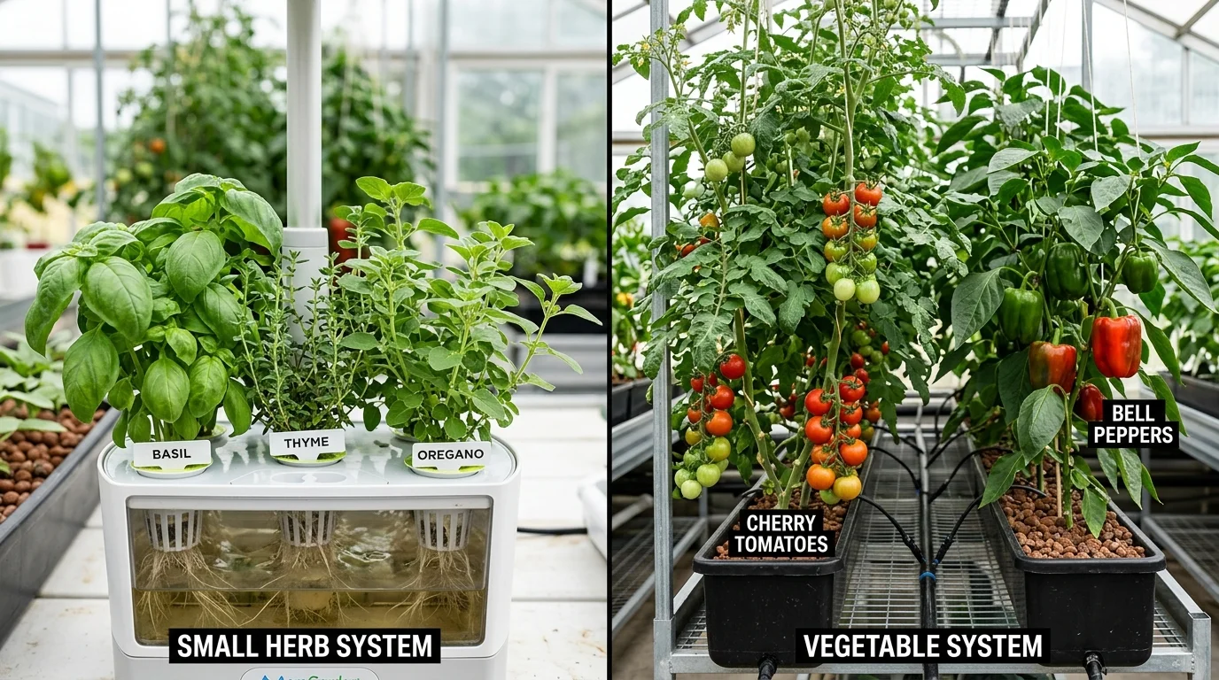 A close-up of plant growth differences between models.