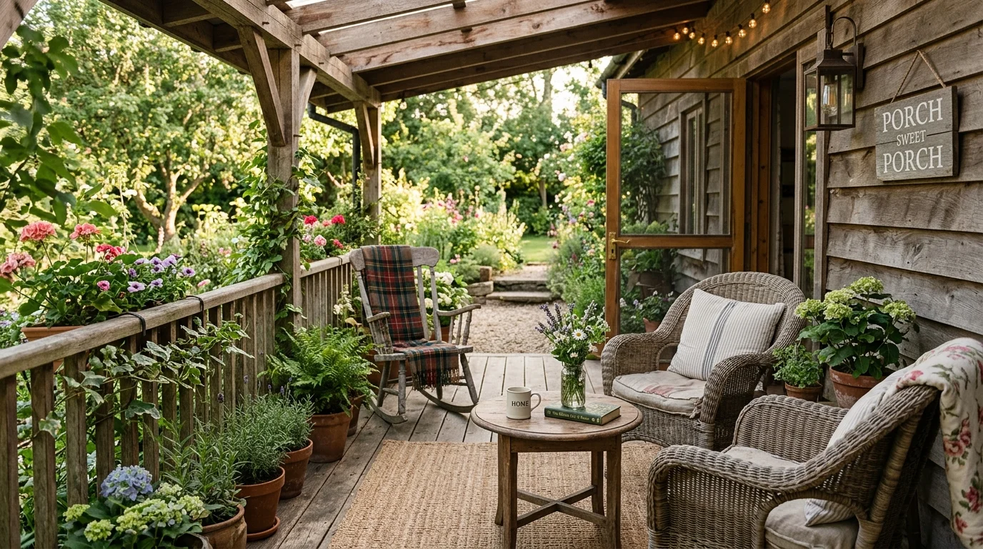 Rustic Wooden Porch Design image.