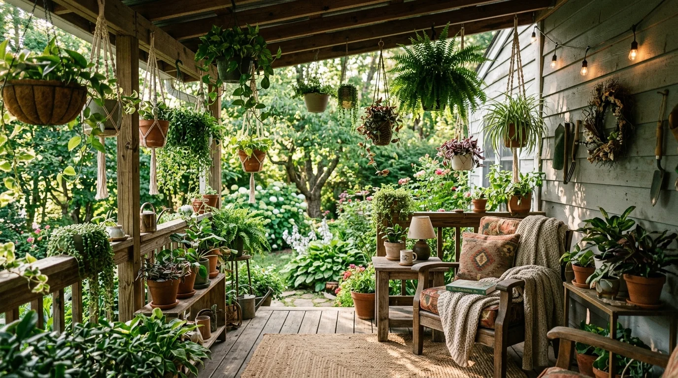 Porch With Hanging Plants image.