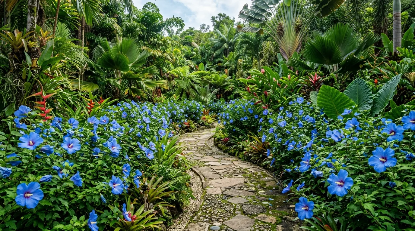 Blue Hibiscus Flower Garden Ideas inspiration image.