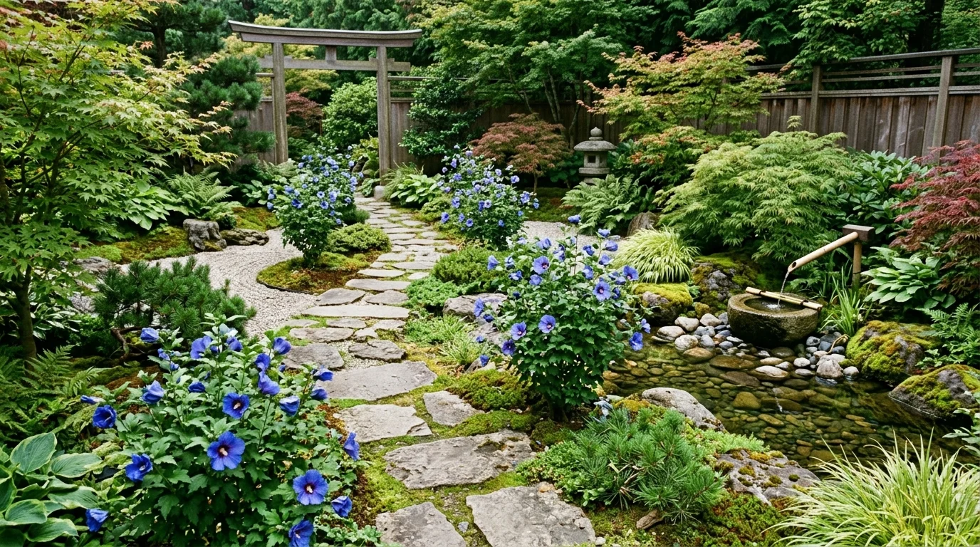 Blue Hibiscus and Grasses image.