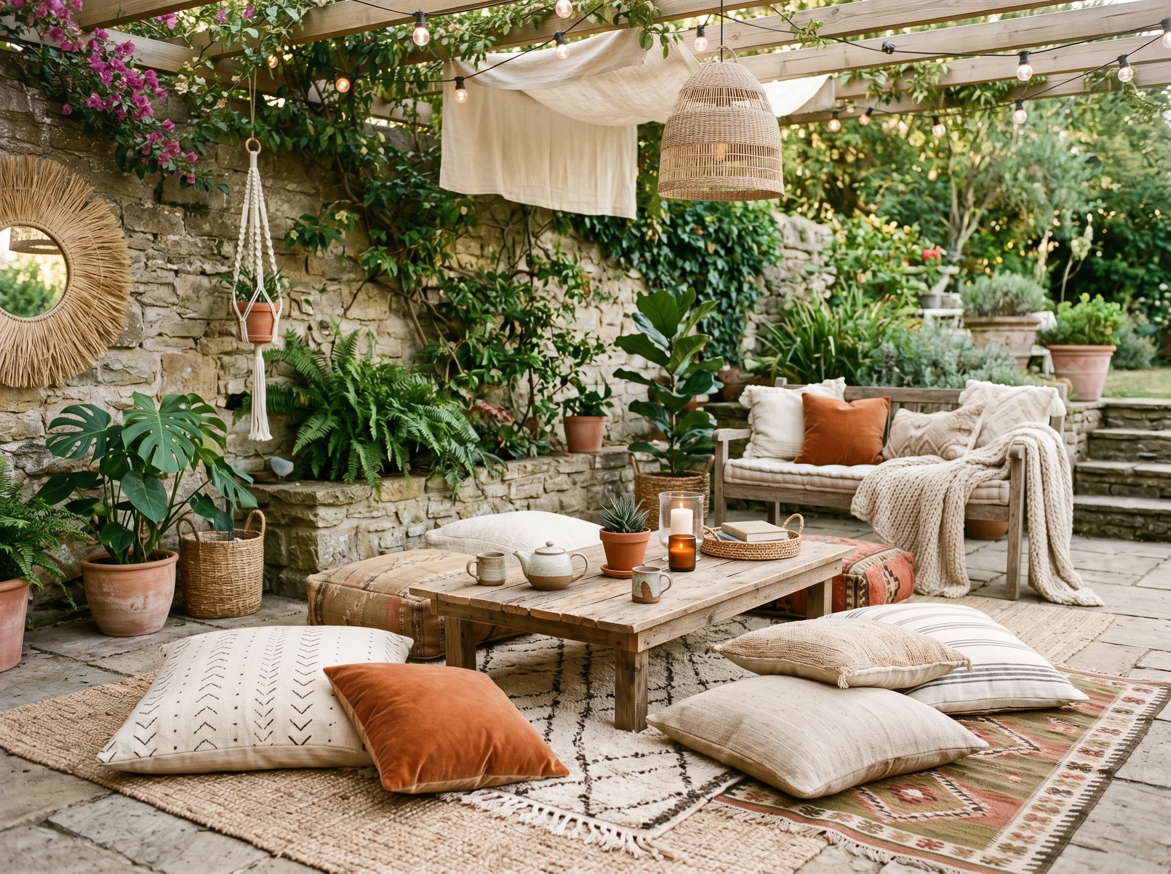 Boho patio ideas inspiration image.