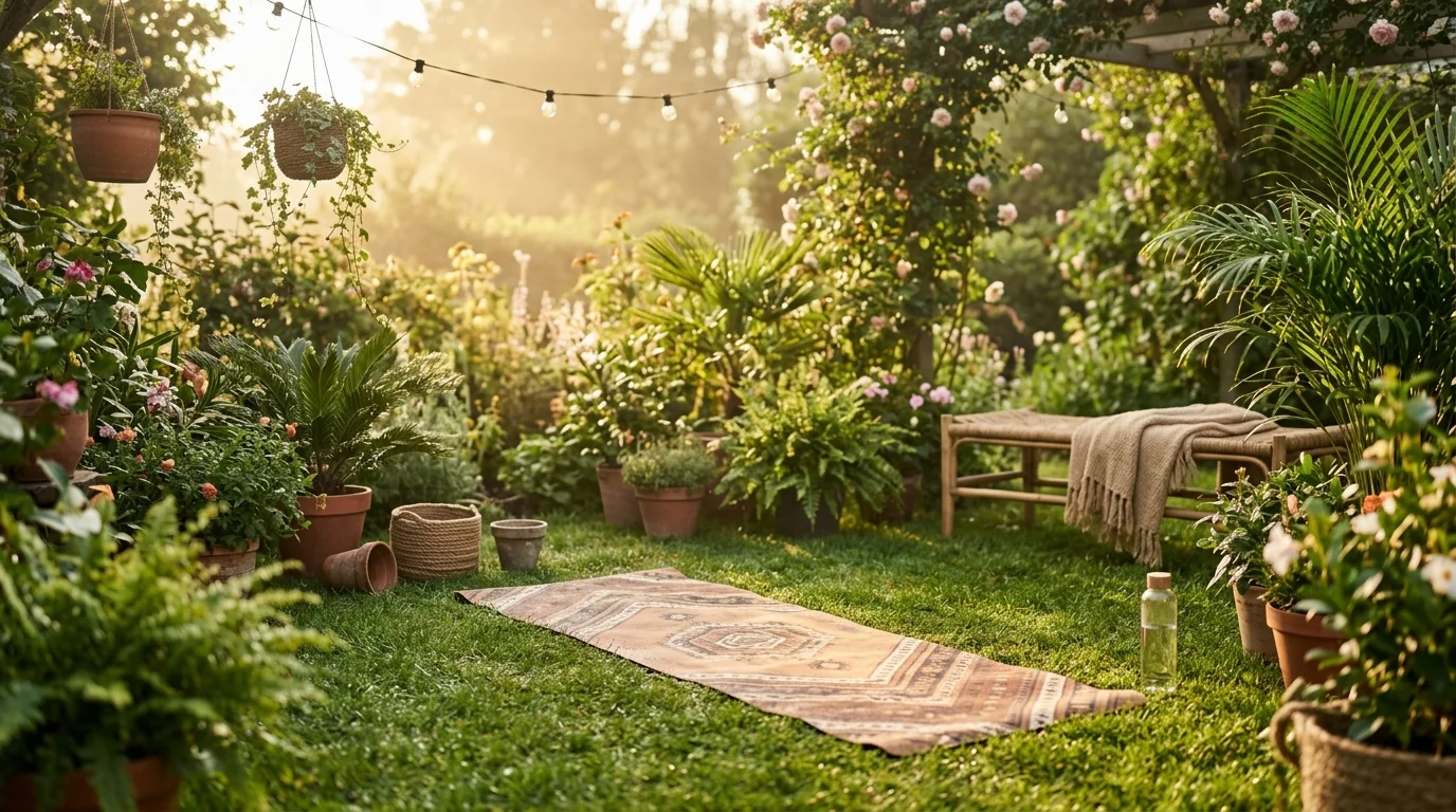An outdoor yoga spot creating space for movement and calm.