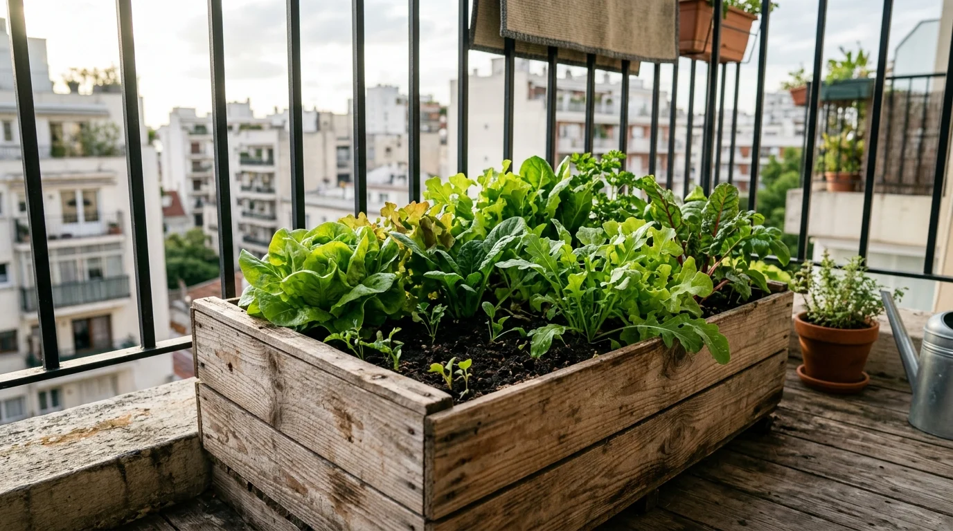 Budget raised box garden with simple beginner-friendly vegetables.