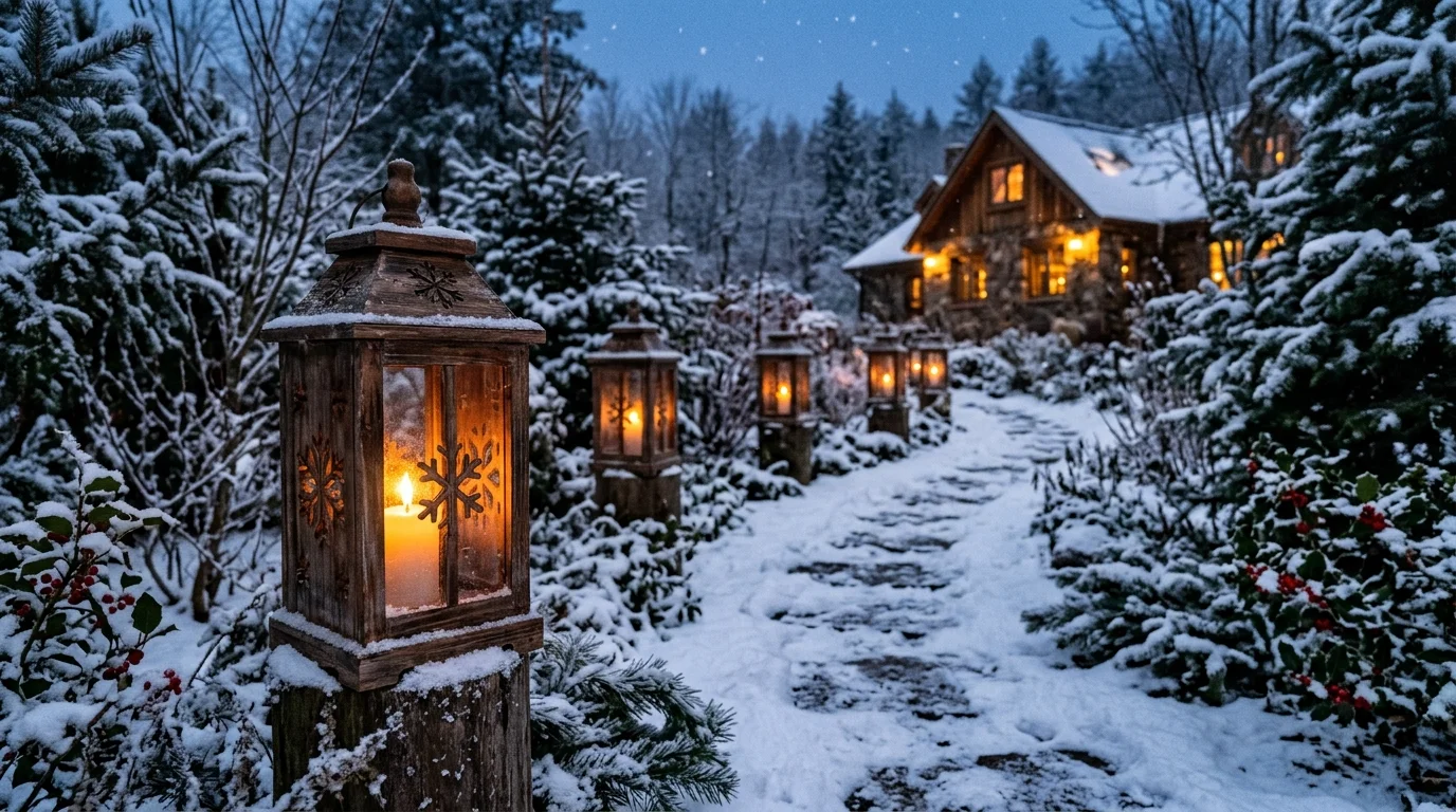 Lanterns With Pine and Berries image.