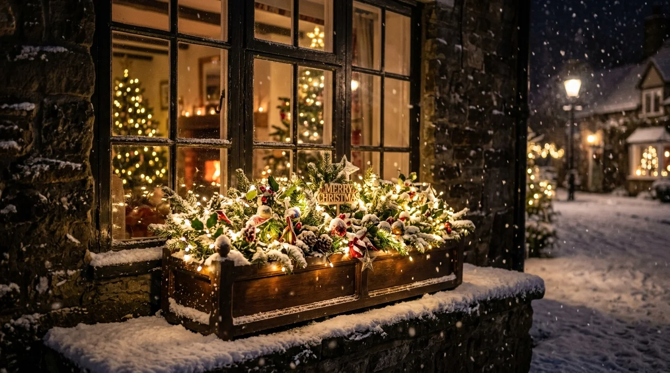 A magical night glow window box display.