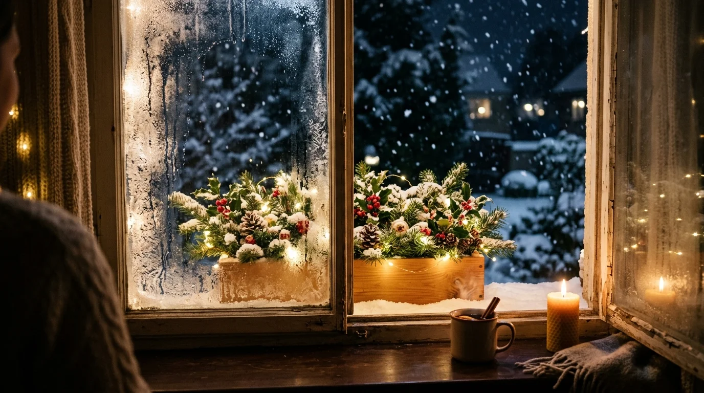 A frosted glass window box display.