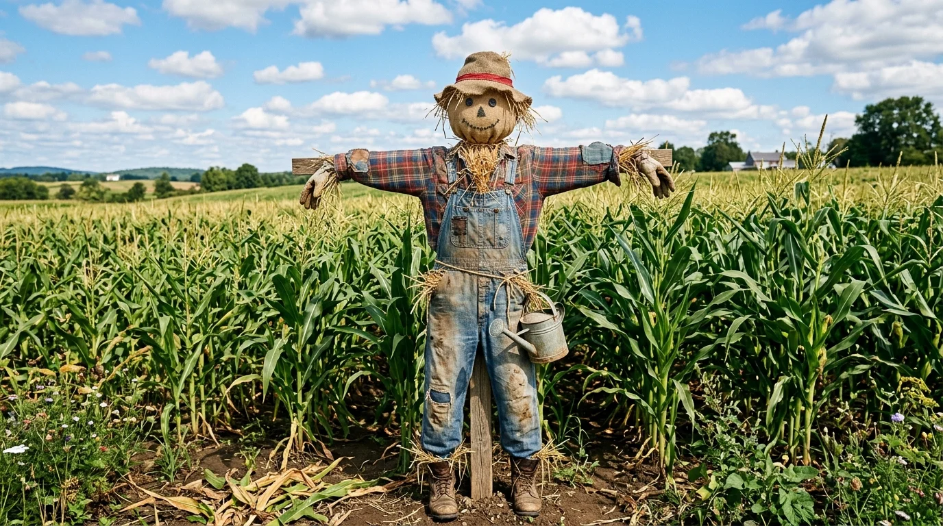 Rustic Plaid Garden Scarecrow image.