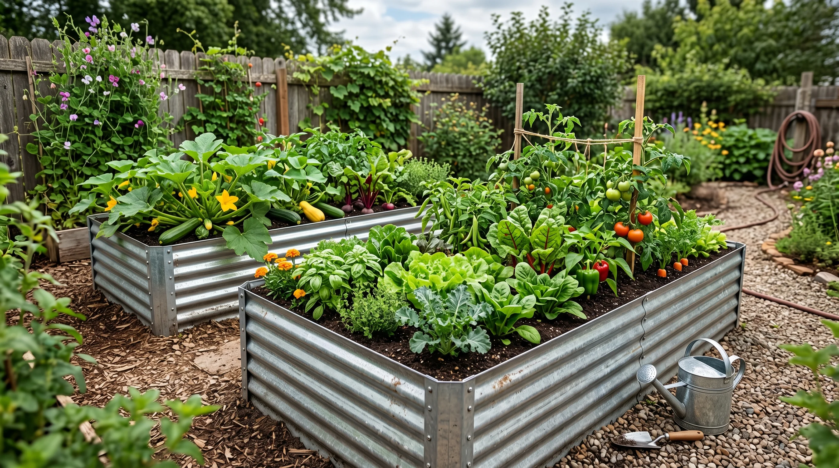 DIY Metal Raised Garden Beds inspiration image.