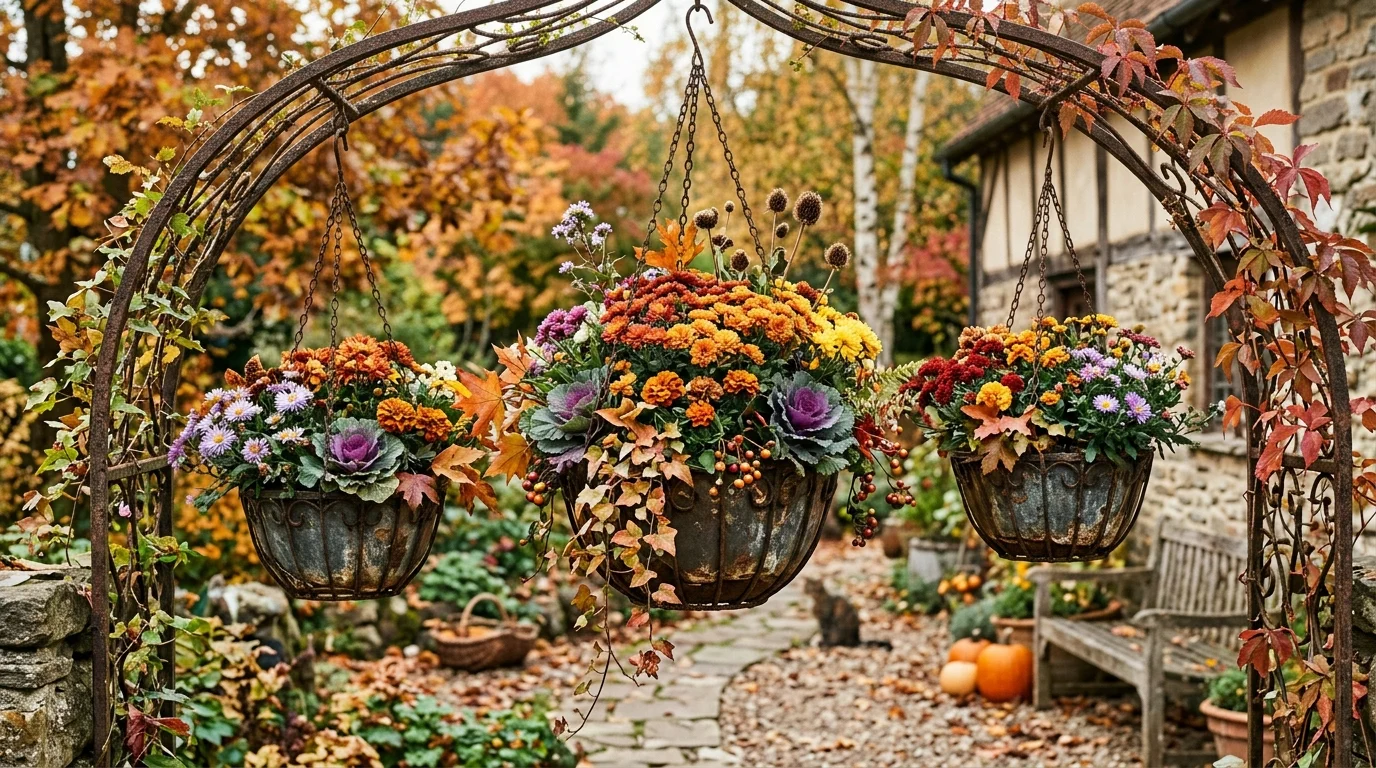 Rustic Metal Hanging Baskets image.
