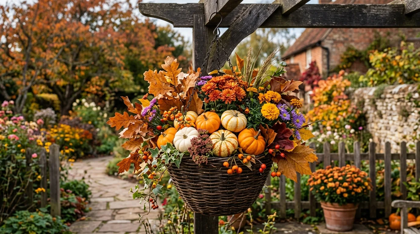 Pumpkin Inspired Hanging Basket image.