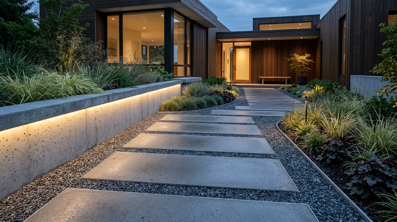 A minimalist modern flower path in soft indirect light.