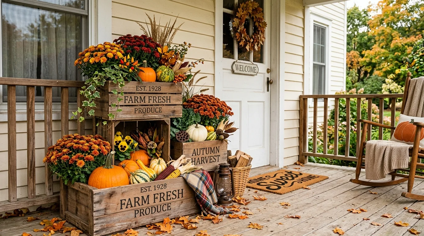 Rustic Wooden Crate Planters image.