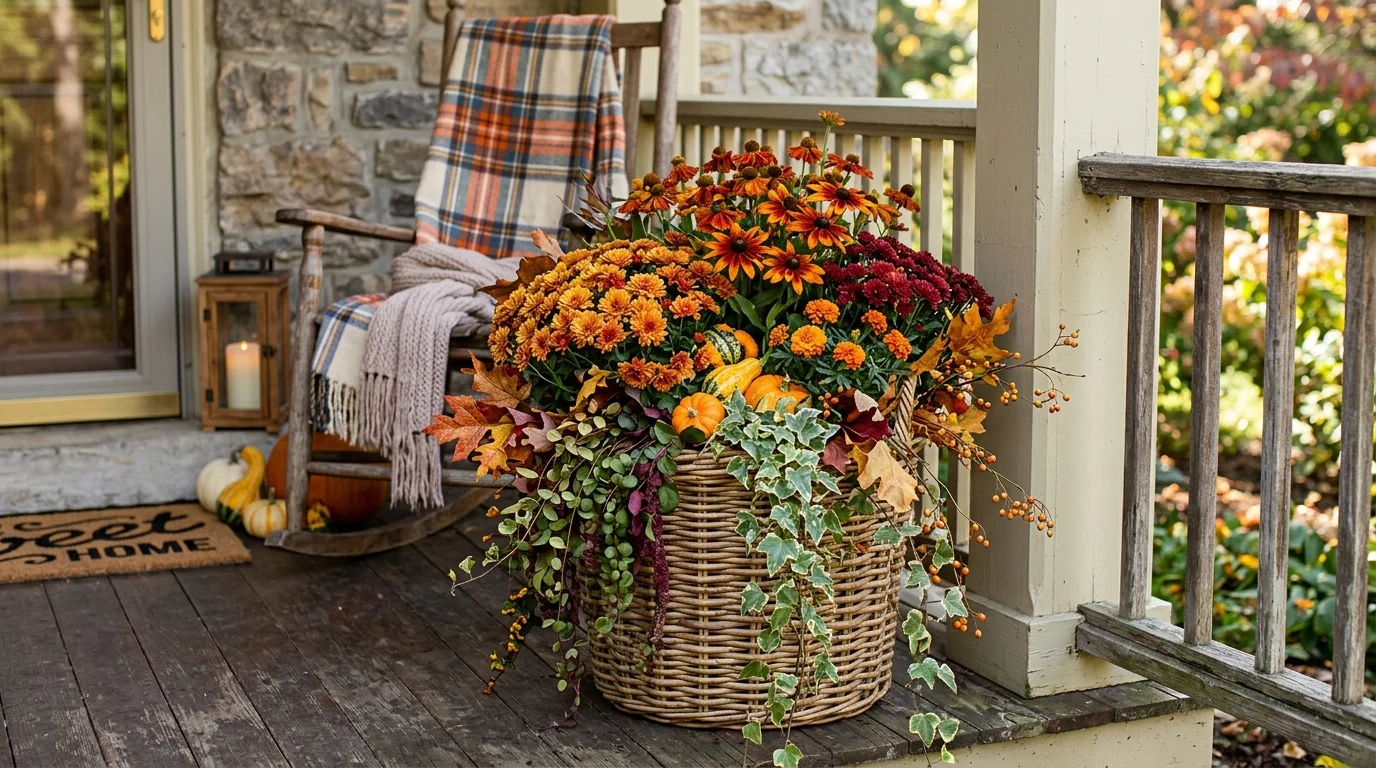 Overflowing Autumn Basket Planter image.