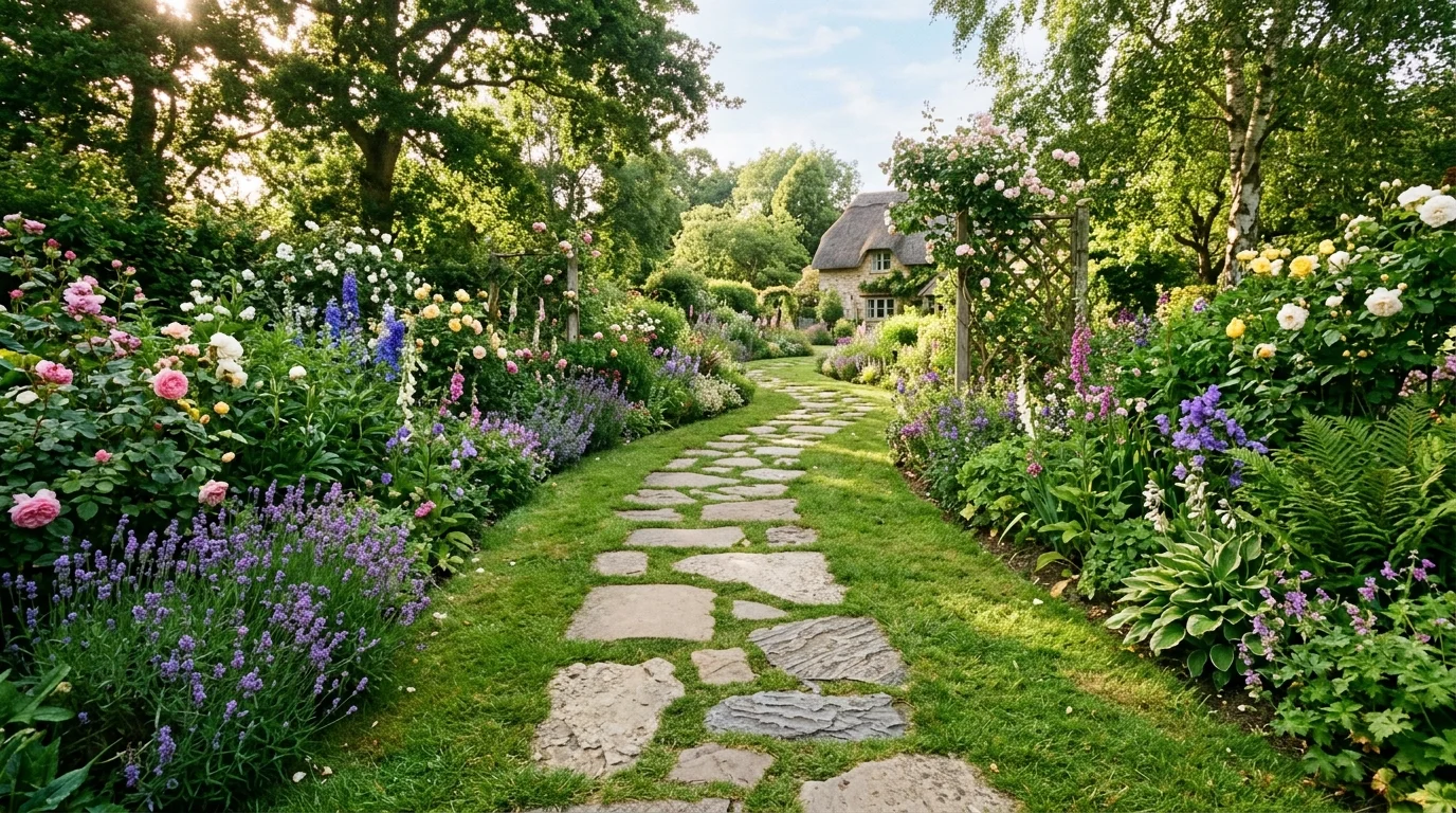 A stepping stone path adding a handmade detail to the garden.
