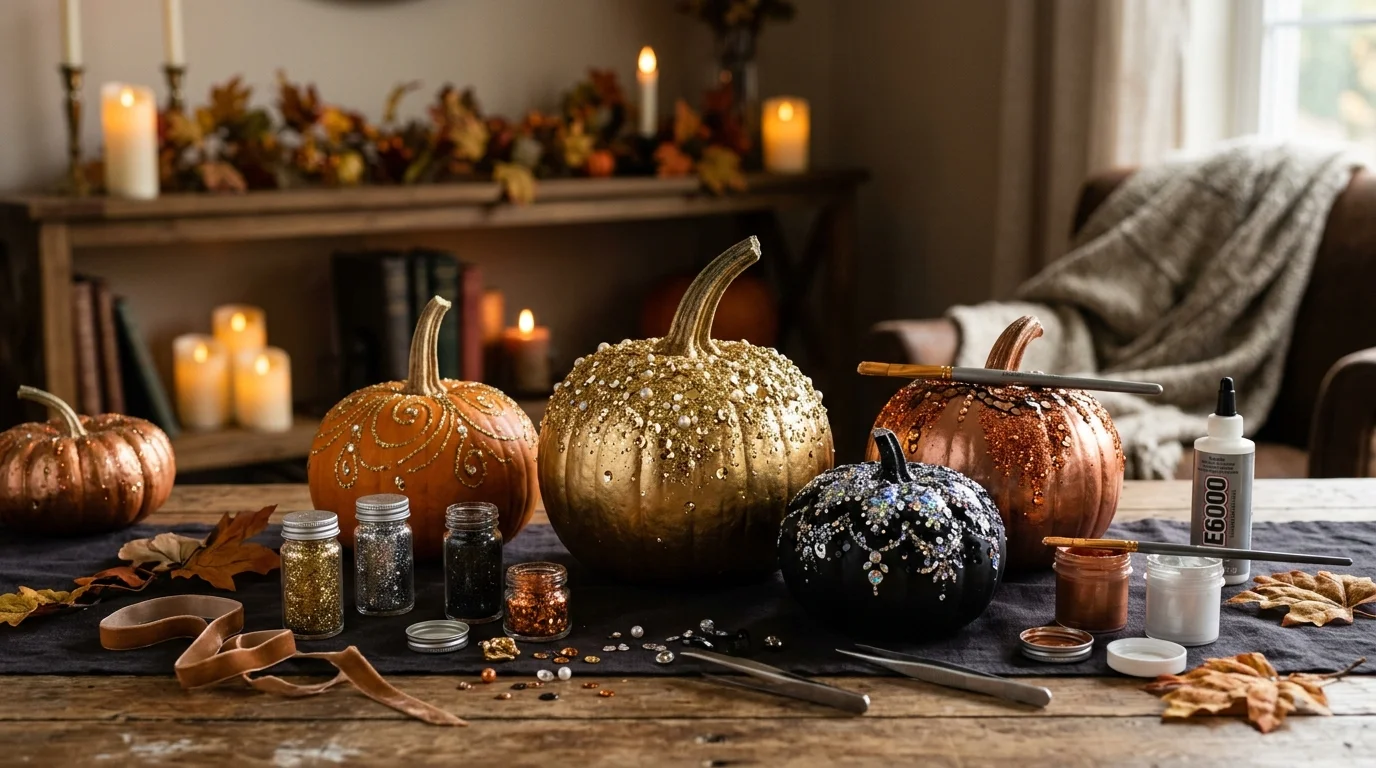 Glitter Decorated Pumpkins image.