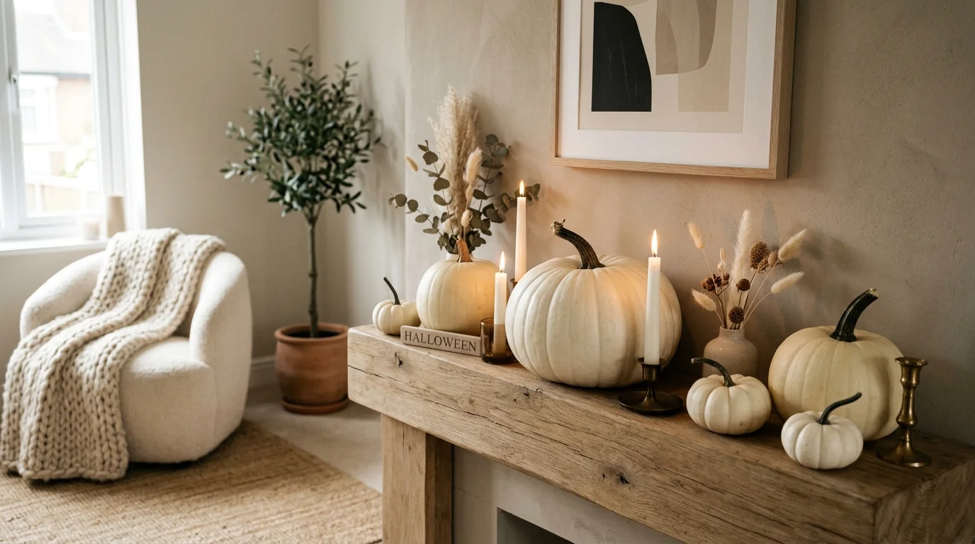 Minimal White Pumpkin Aesthetic image.