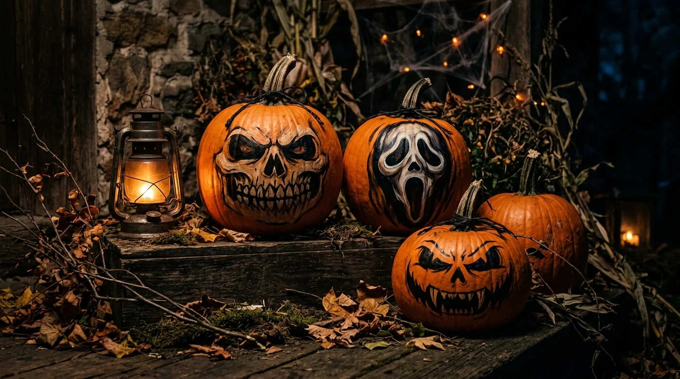 Spooky Painted Pumpkin Faces image.