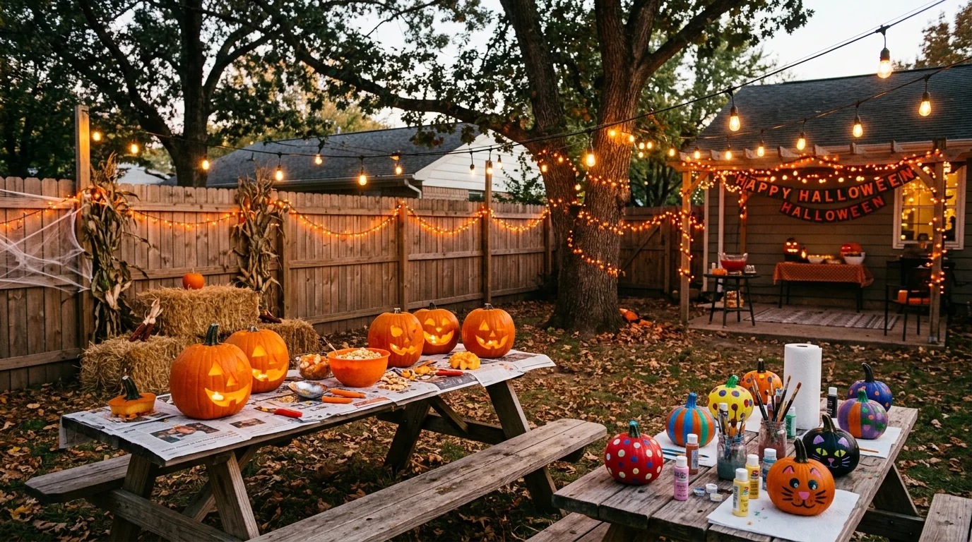 Outdoor Pumpkin Decorating Party image.