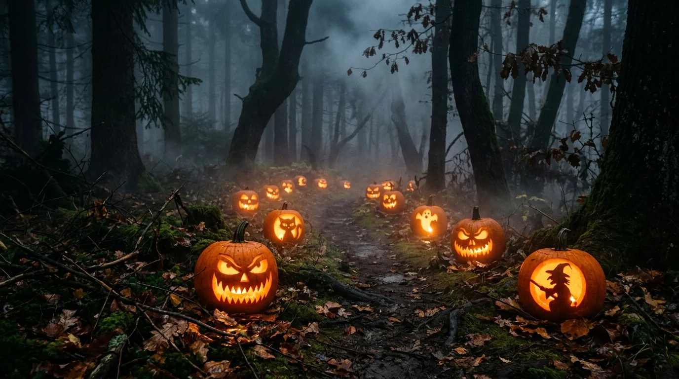 Haunted Forest Pumpkin Scene image.