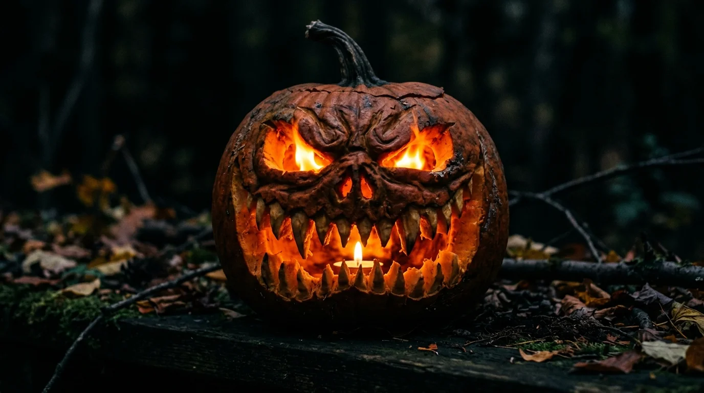 Scary Detailed Carved Pumpkin image.