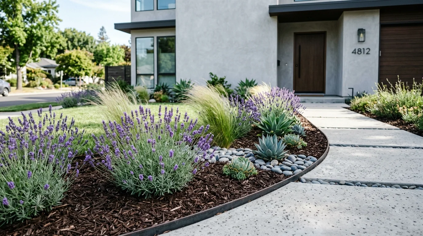 Low-Maintenance Front Yard Flower Bed Tips inspiration image.