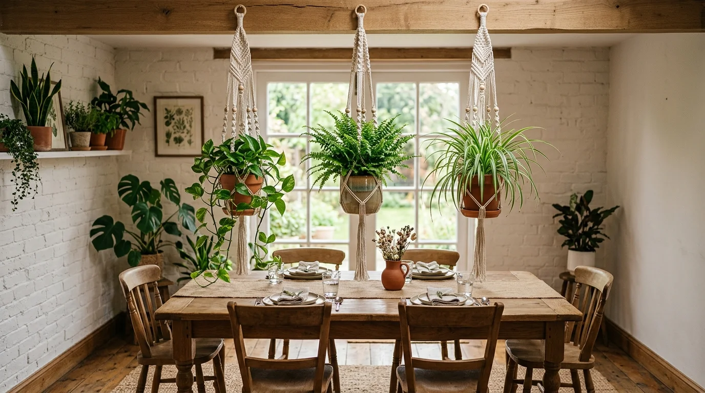 Hanging Plants Over Dining Area image.
