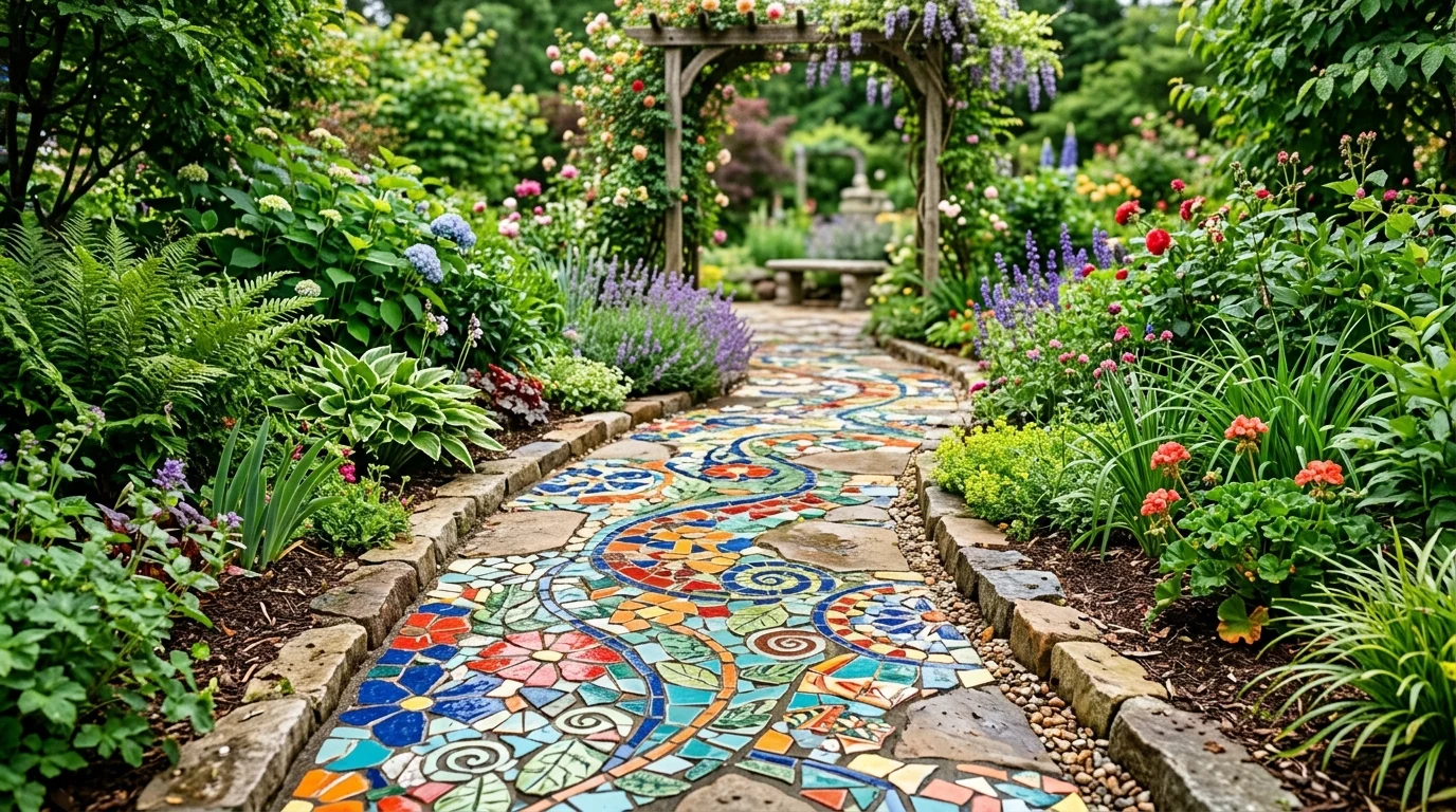 Mosaic Garden Ideas to Brighten Your Outdoor Space inspiration image.