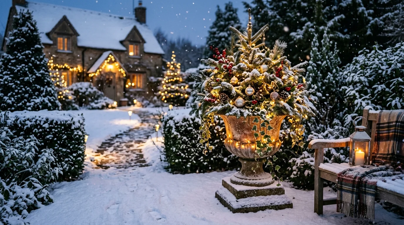 Magical Snowfall Urn Scene image.
