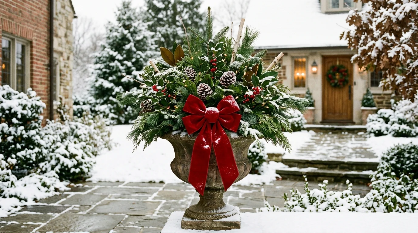 Red Bow Festive Urn image.