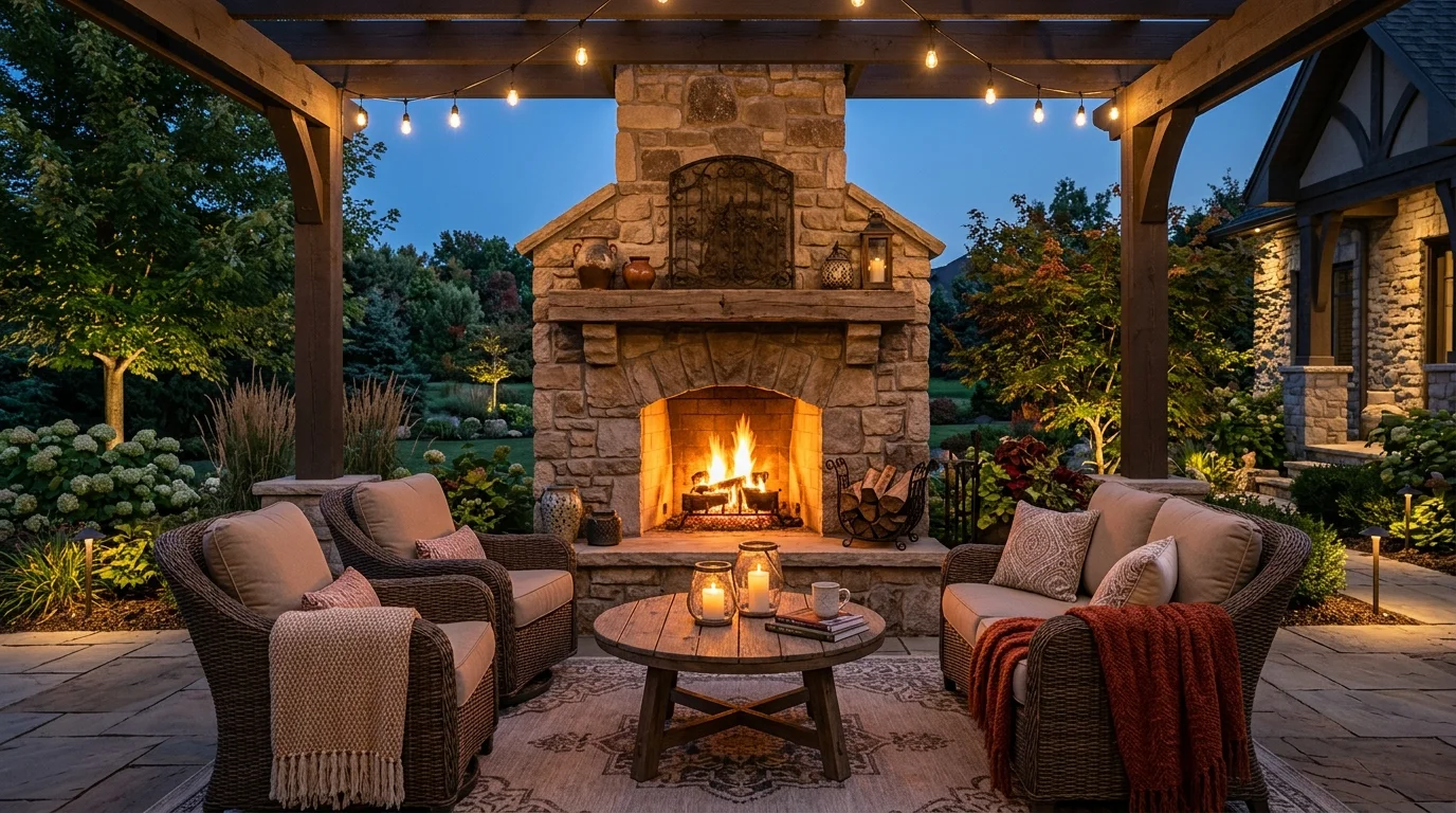 Stone Wall Fireplace image.