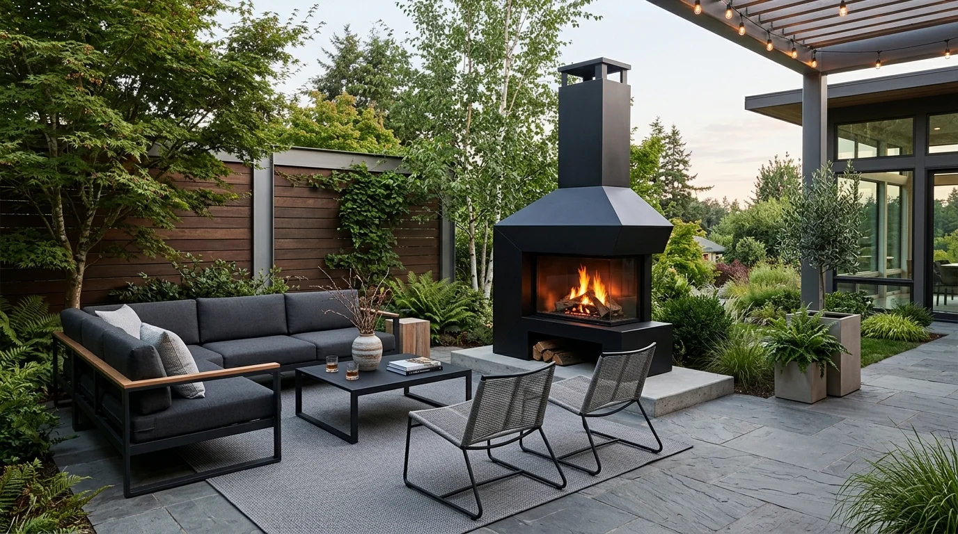 Fireplace Framed by Planters image.