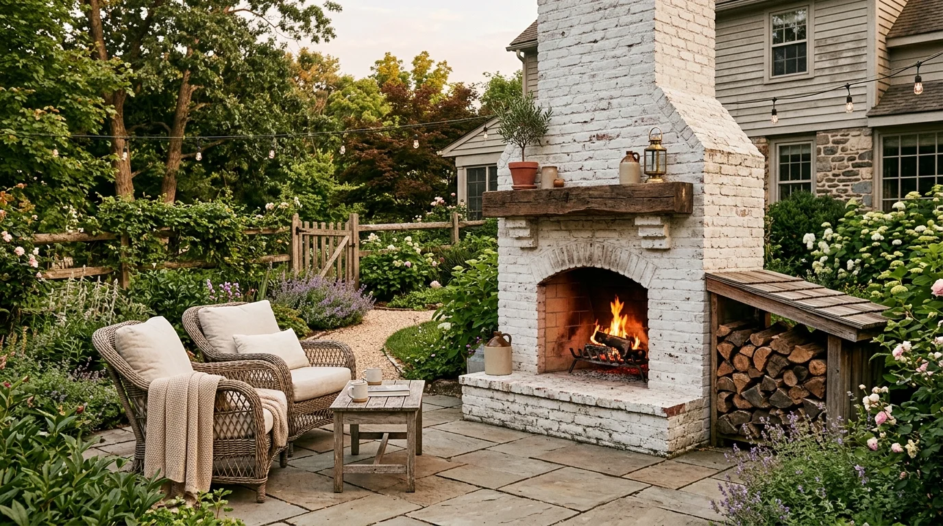 Fireplace and Pergola Pairing image.