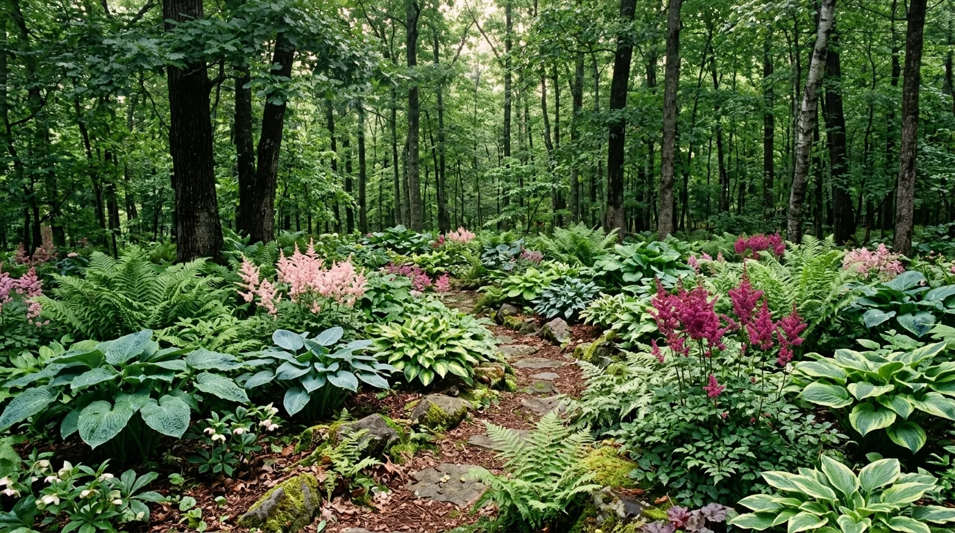 Shade-Tolerant Perennials Garden Design inspiration image.