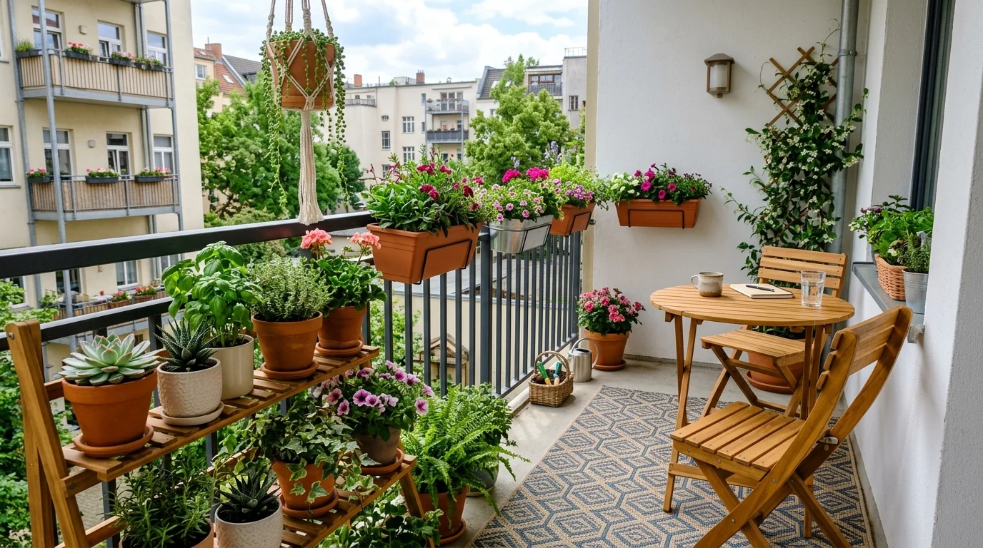 A foldable garden setup for flexible small spaces.