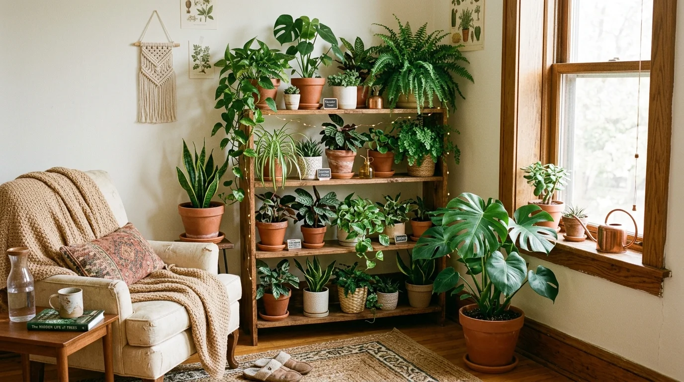 An indoor small space garden setup.
