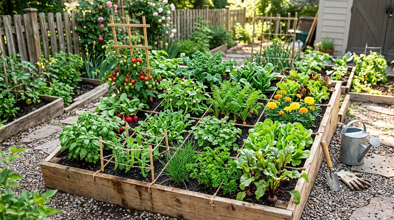 A square foot garden design for compact spaces.