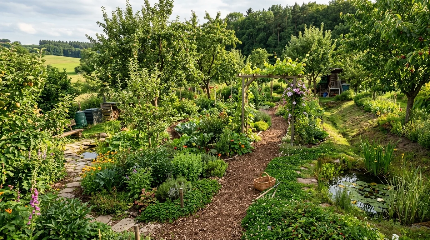 A permaculture garden layout designed for sustainability.