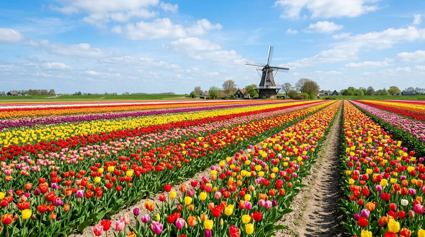 Dutch Style Tulip Field Garden image.