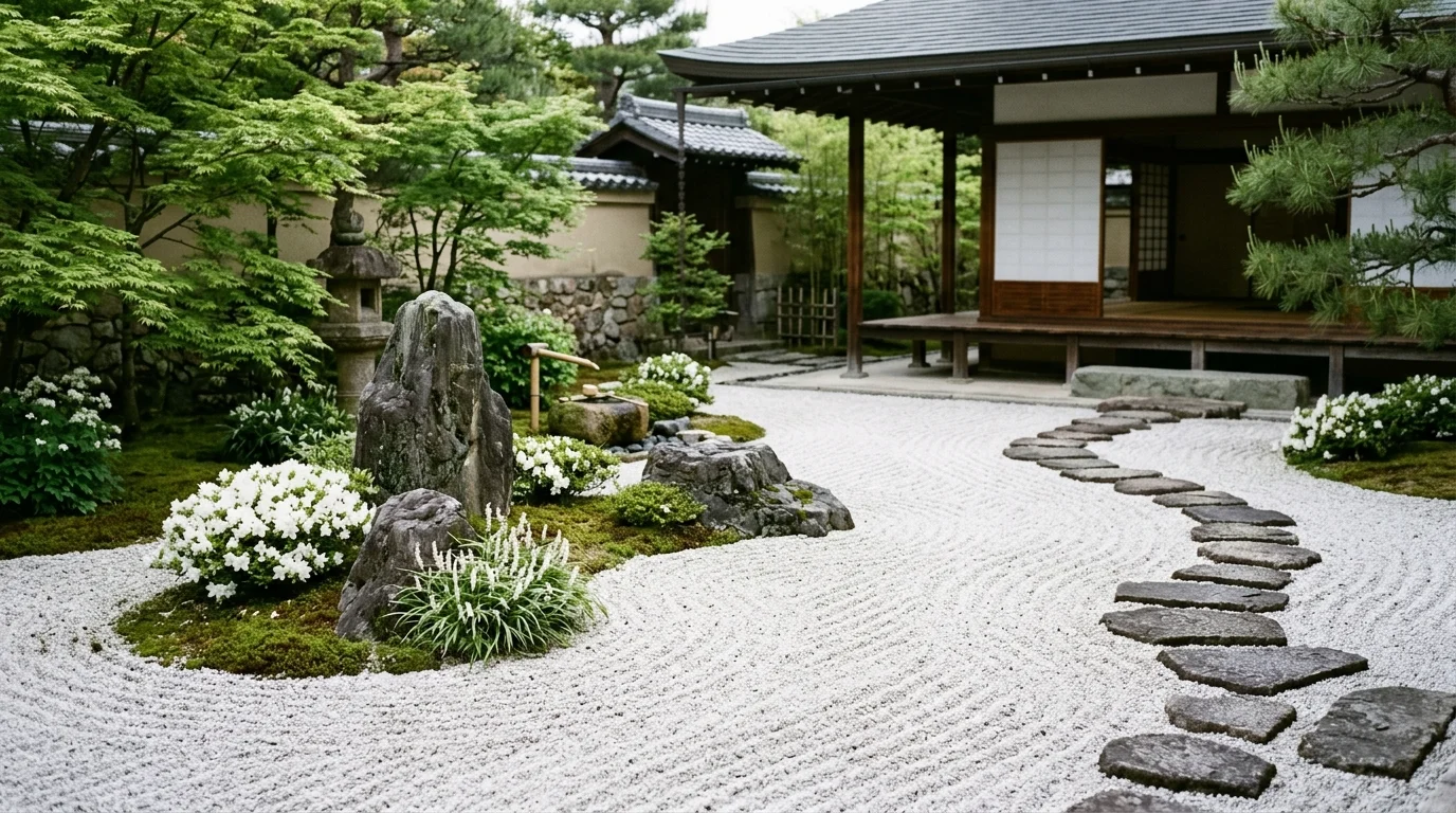 Evening White Lantern Path image.