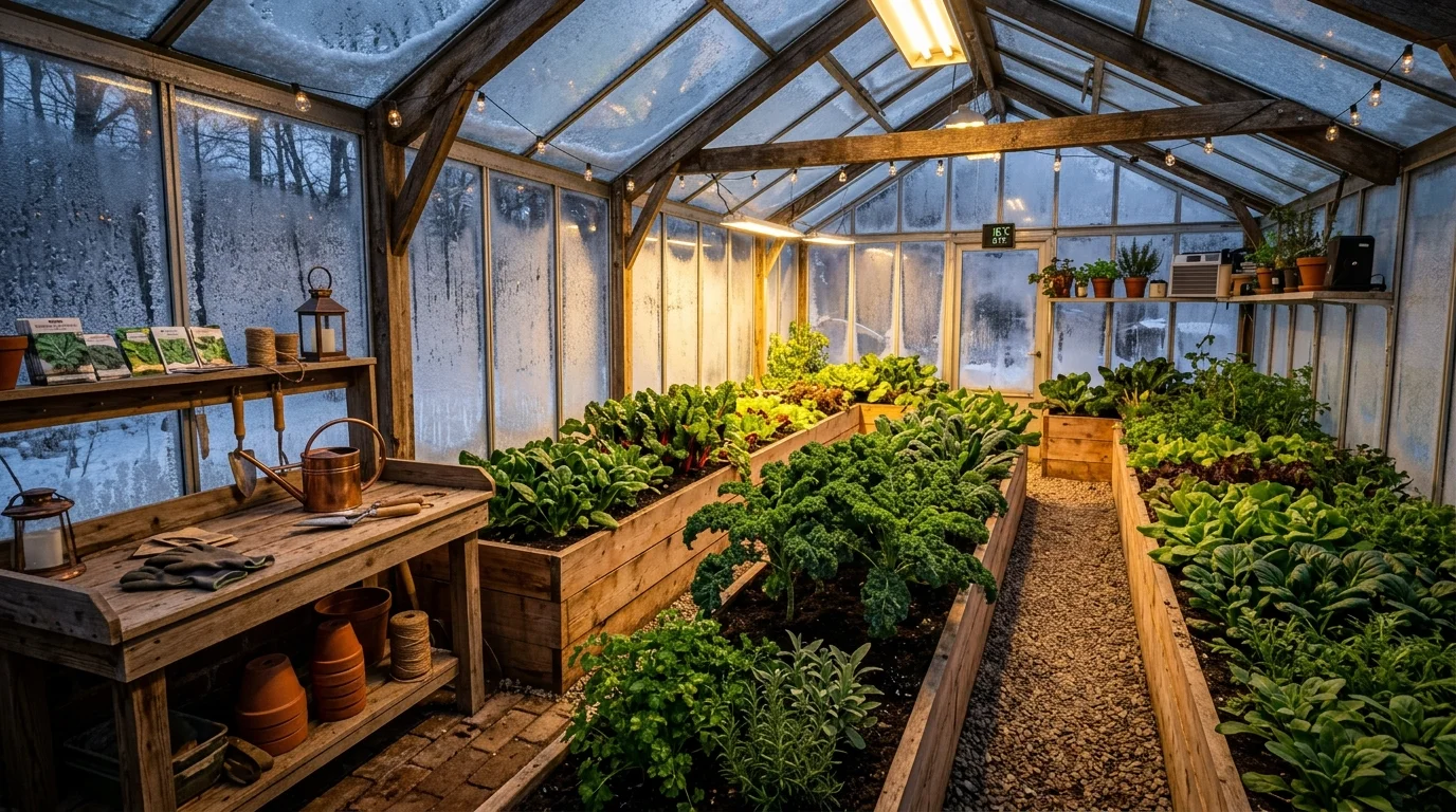 Winter Greenhouse Gardening Tips inspiration image.