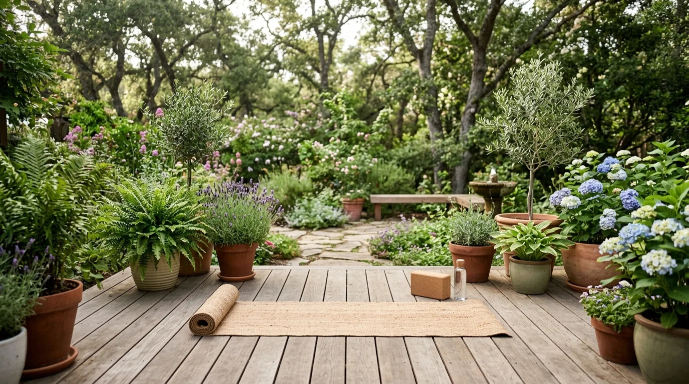 Wooden Deck Yoga Corner image.