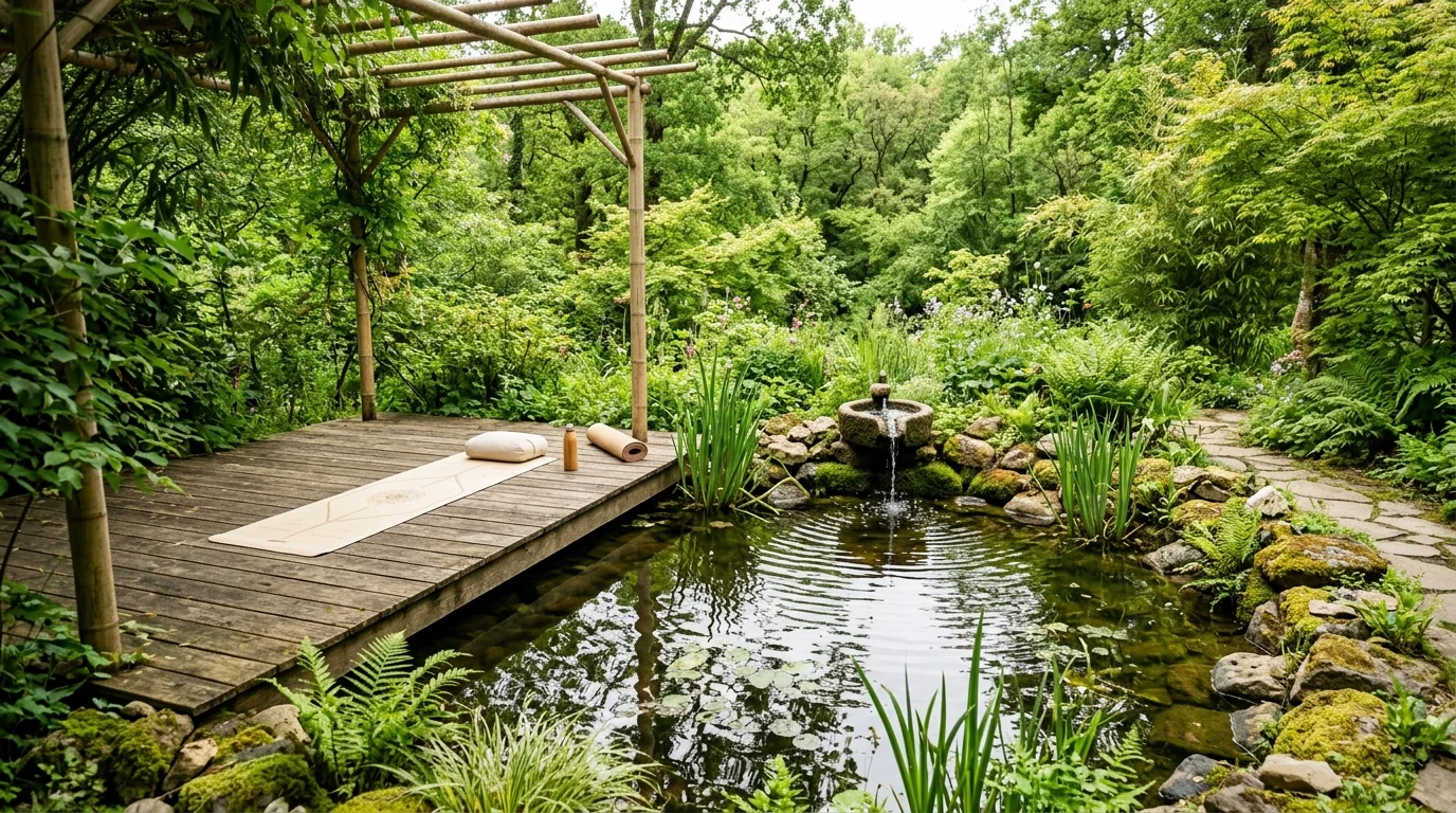 Water Feature Yoga Garden image.
